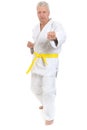 Senior man in karate Royalty Free Stock Photo