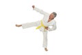 Senior man in karate pose Royalty Free Stock Photo