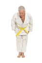 Senior man in karate pose Royalty Free Stock Photo