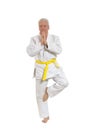 Senior man in karate pose Royalty Free Stock Photo