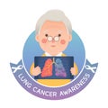 Senior man with Lung Cancer Awareness Royalty Free Stock Photo
