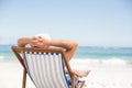 Senior man lying in a sunchair Royalty Free Stock Photo