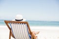 Senior man lying in a sunchair Royalty Free Stock Photo