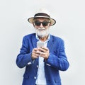 Senior Man Mobile Phone Communication Connection Technology Concept Royalty Free Stock Photo