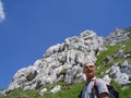 A senior man in mountains enjoying woderful nature Royalty Free Stock Photo