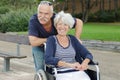 senior man with woman in wheelchaired