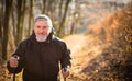 Senior man nordic walking Royalty Free Stock Photo