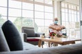 Senior man at the nursing home concept. Wheelchair with the elderly sitting alone with the nursing home care