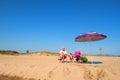 Senior man with old dog at beach Royalty Free Stock Photo