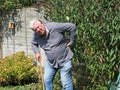 Senior man with a painful bad back. Sciatica. Royalty Free Stock Photo