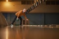 Senior Man Playing Bowling Side View Royalty Free Stock Photo