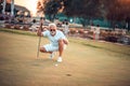 Senior man playing golf alone Royalty Free Stock Photo