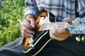 Senior man playing mandolin Royalty Free Stock Photo