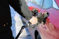 Senior man pumping gas at petrol station Royalty Free Stock Photo