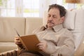 Senior man reading book Royalty Free Stock Photo