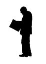 Graphic Silhouette Senior Man Reading Newspaper Royalty Free Stock Photo