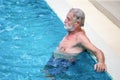 Senior man Relaxing in swimming pool. take a break , rest , retirement,workout,fitness,sport,exercise , copy space Royalty Free Stock Photo