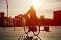 Senior man ride on bicycle at city street Royalty Free Stock Photo