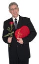Senior Man Rose Flower Candy Valentines Day Royalty Free Stock Photo