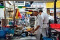 Senior man sells noodles at the Kimberly Street Market, Penang Royalty Free Stock Photo