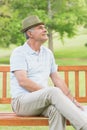 Senior man sitting on bench at park Royalty Free Stock Photo