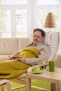 Senior man sleeping in armchair Royalty Free Stock Photo