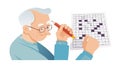 Senior Man Solving Crossword: Mindful Brain Activity, vector design Generative AI Royalty Free Stock Photo