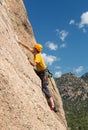 Senior man on steep rock climb in Colorado Royalty Free Stock Photo