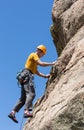 Senior man on steep rock climb in Colorado Royalty Free Stock Photo