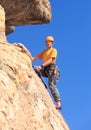 Senior man on steep rock climb in Colorado Royalty Free Stock Photo