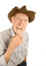 Senior man in straw hat Royalty Free Stock Photo