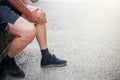 Senior man suffering from arthritis in his knee Royalty Free Stock Photo