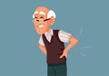 Senior Man Suffering from Back Pain Vector Cartoon Illustration Royalty Free Stock Photo