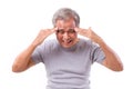 Senior man suffering from headache, stress, migraine Royalty Free Stock Photo