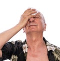 Senior man suffering from heat Royalty Free Stock Photo