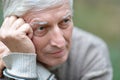 Senior man thinking Royalty Free Stock Photo