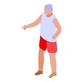 Senior man tourist icon, isometric style