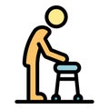 Senior man walker icon color outline vector Royalty Free Stock Photo