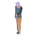 Senior man walking stick icon, isometric style Royalty Free Stock Photo