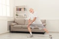 Senior man warmup stretching training indoors Royalty Free Stock Photo