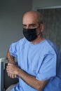 Senior man wearing face mask during corona virus and flu outbreak Royalty Free Stock Photo
