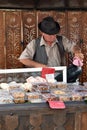 Man preparing popcorn at food stall in Betancuria, Fuerteventura, Spain