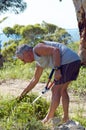 Senior man weeding Royalty Free Stock Photo