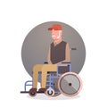 Senior Man On Wheel Chair Grandfather Gray Hair Male Icon