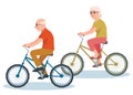 Senior man and a woman riding on a bicycle