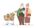 Senior man and woman shopping - flat design style illustration