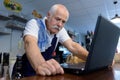 senior man working coffee shop Royalty Free Stock Photo