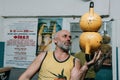 Senior man working out using kettlebell Royalty Free Stock Photo