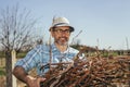 Senior man working in vineyard Royalty Free Stock Photo