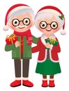 Senior married couple with Christmas gifts